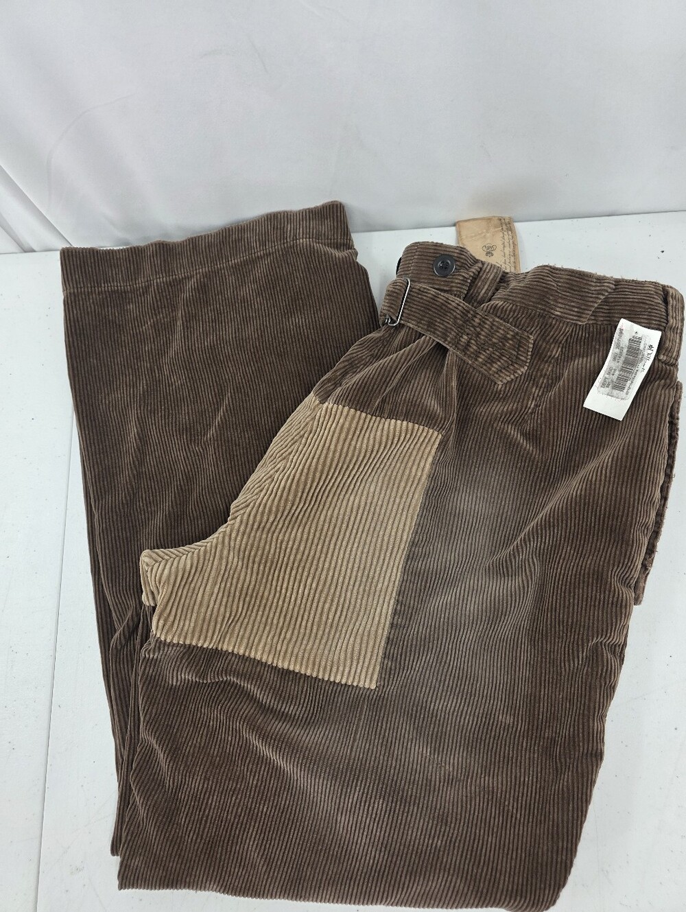 NWT Rare Vintage Polo Ralph Lauren Corduroy Pant Contrast Patch Cinch Back 36x30